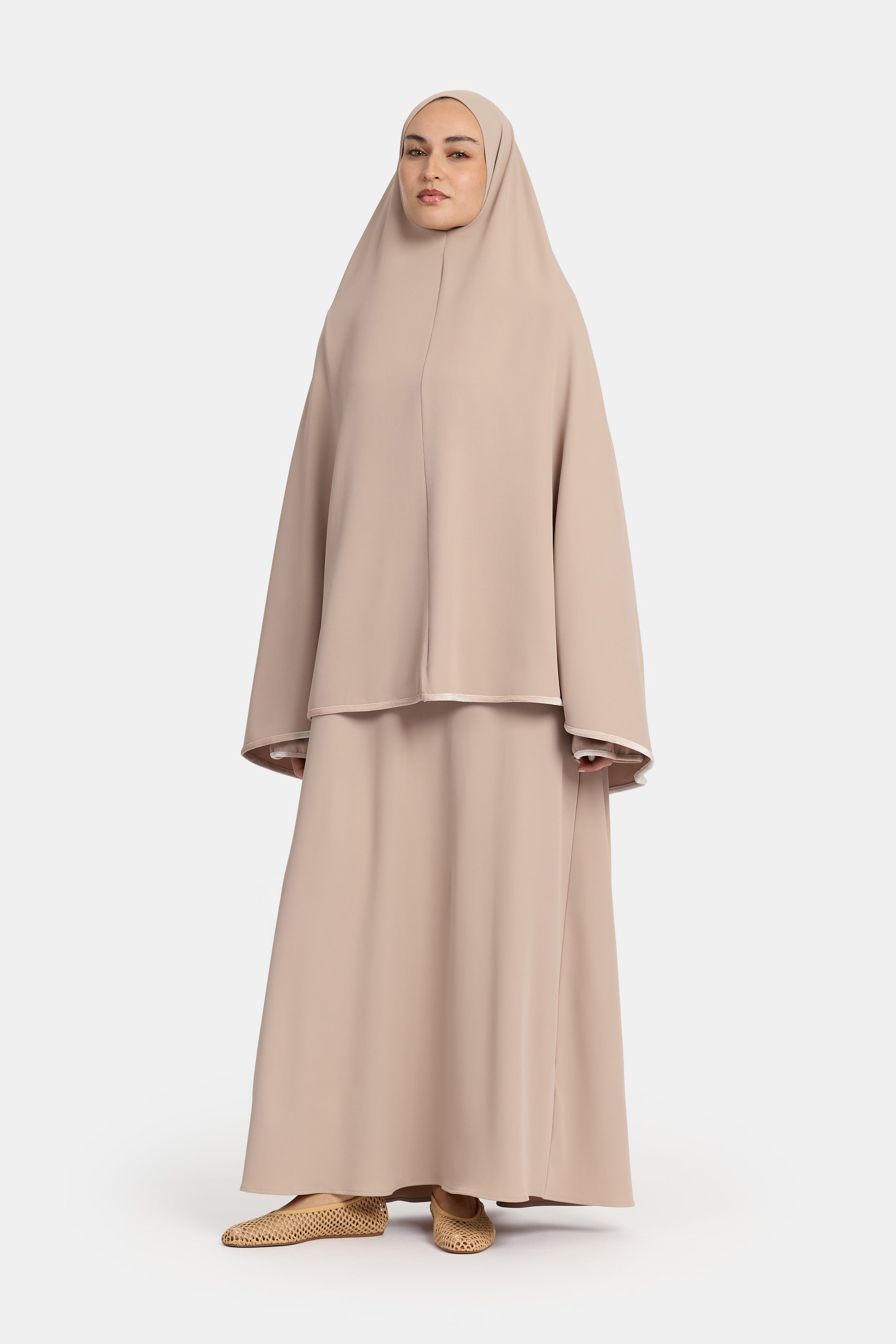 Mastour Velvet Khimar Set - Oyster