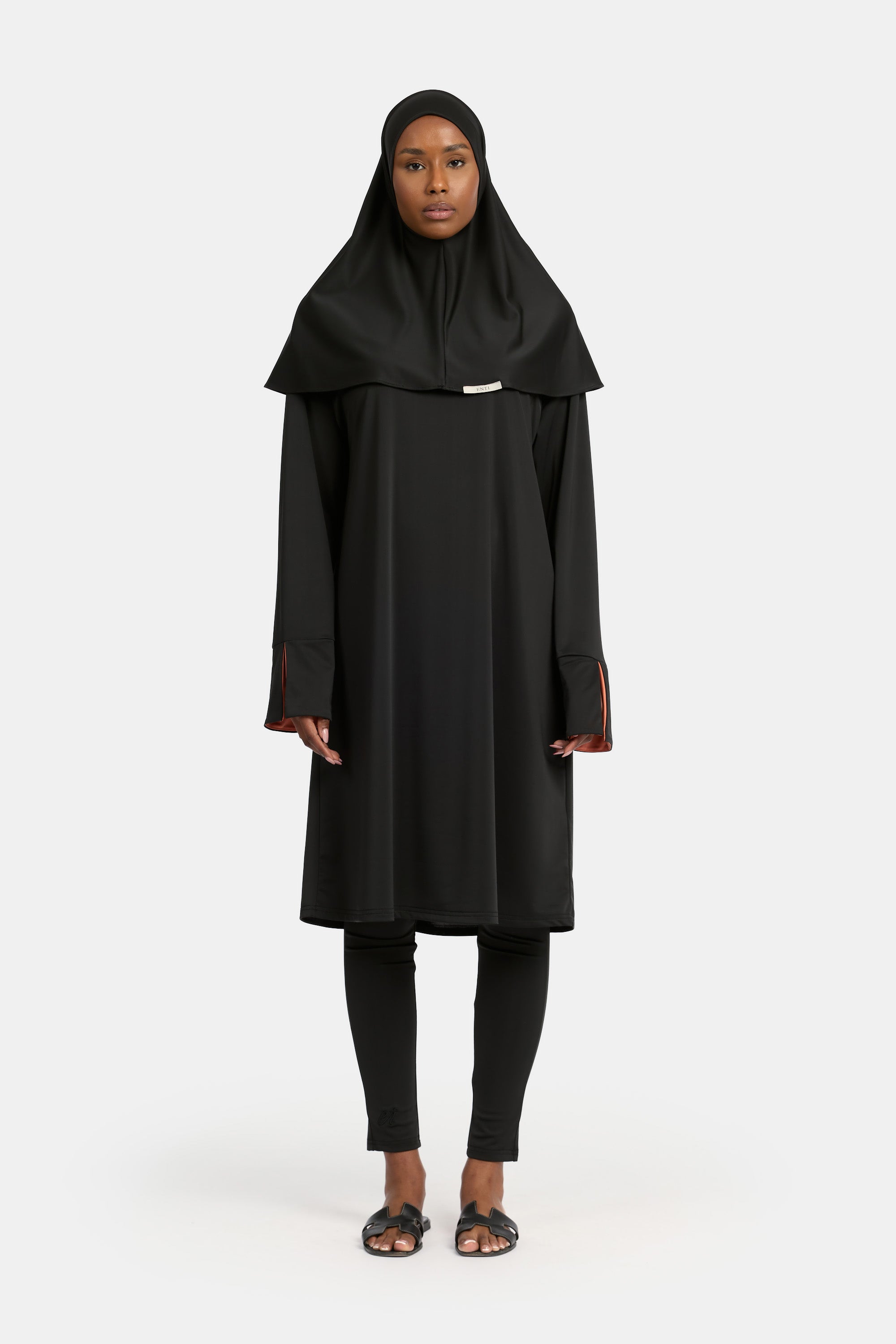 Burkini 4PCS Set - Black x Orange