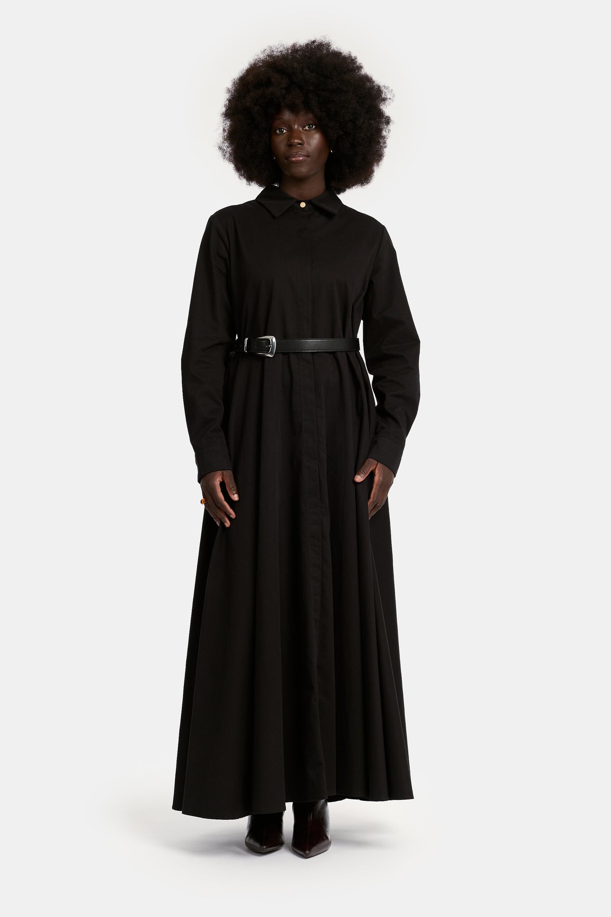 Circle Blouse Dress - Black