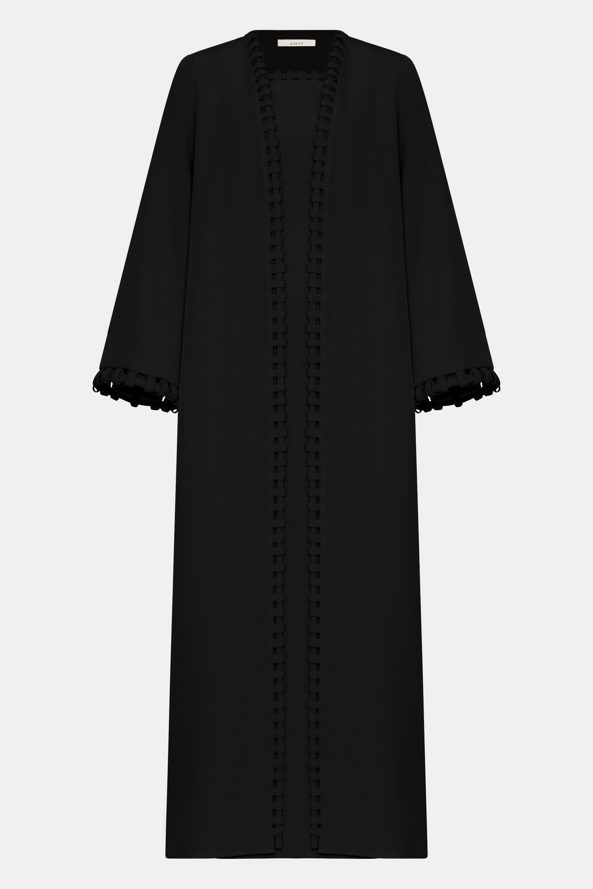 Weave Line Abaya - Black