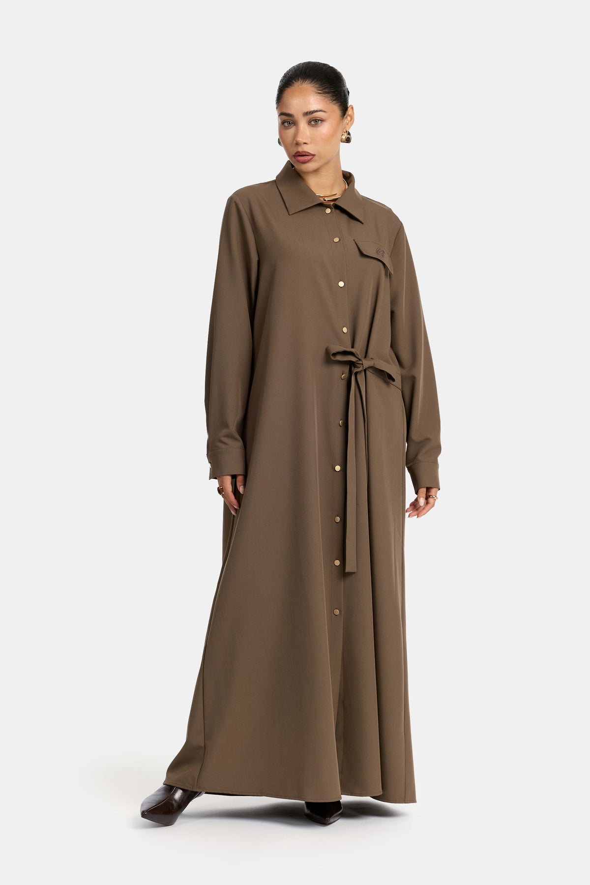 Wrap Maxi Blouse - Ash Brown