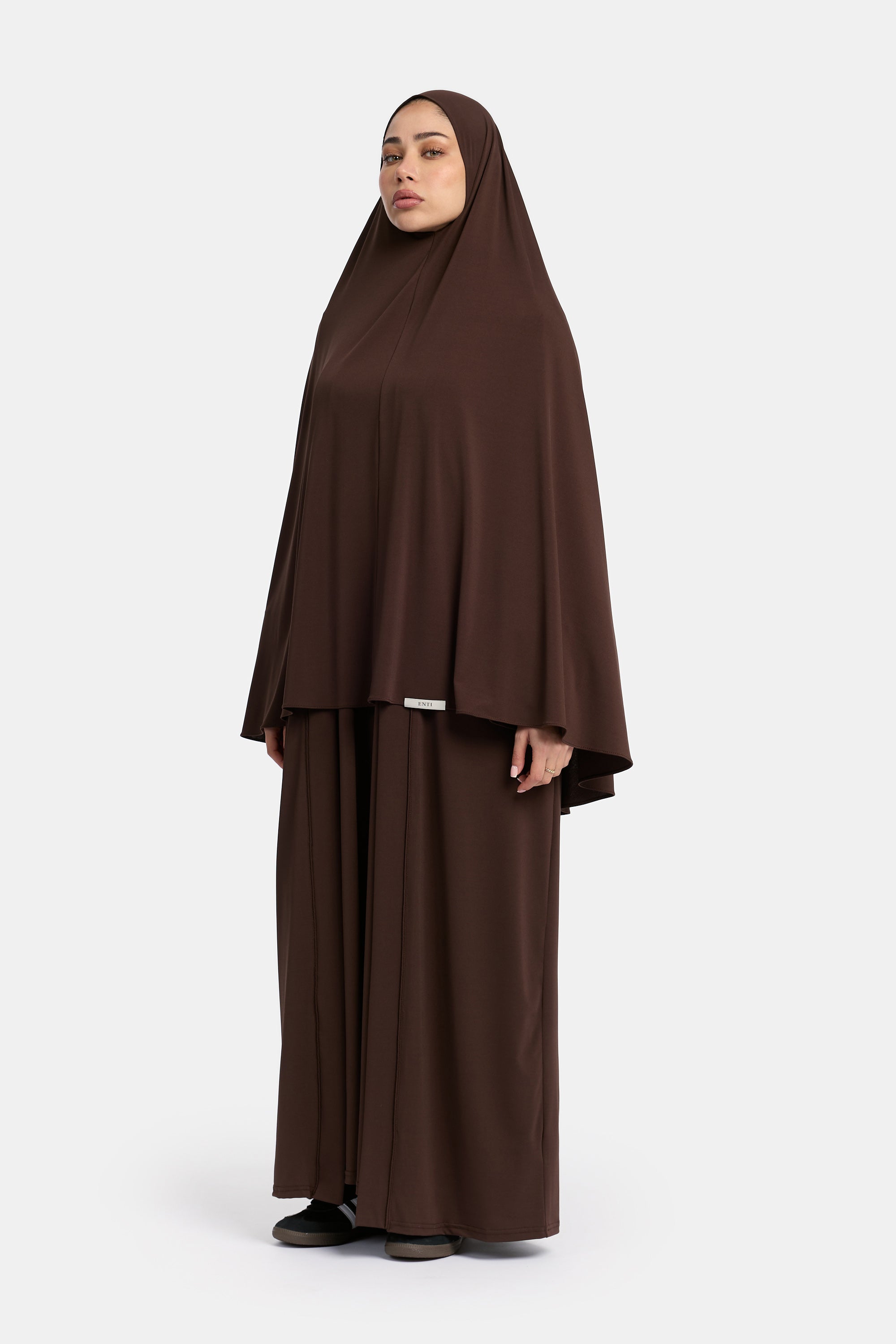 Premium Jersey 3PCS Khimar Set - Dark Coffee