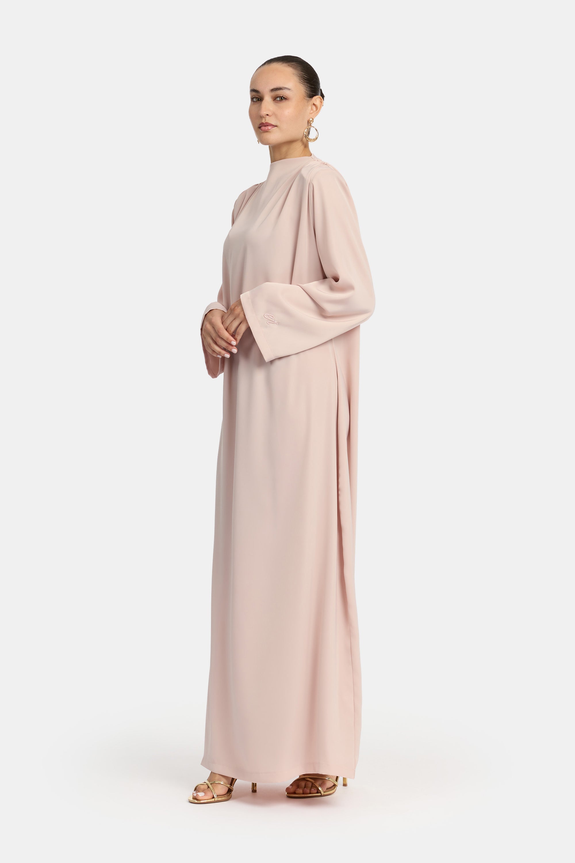 Robe en satin drapée aux épaules - Amarante