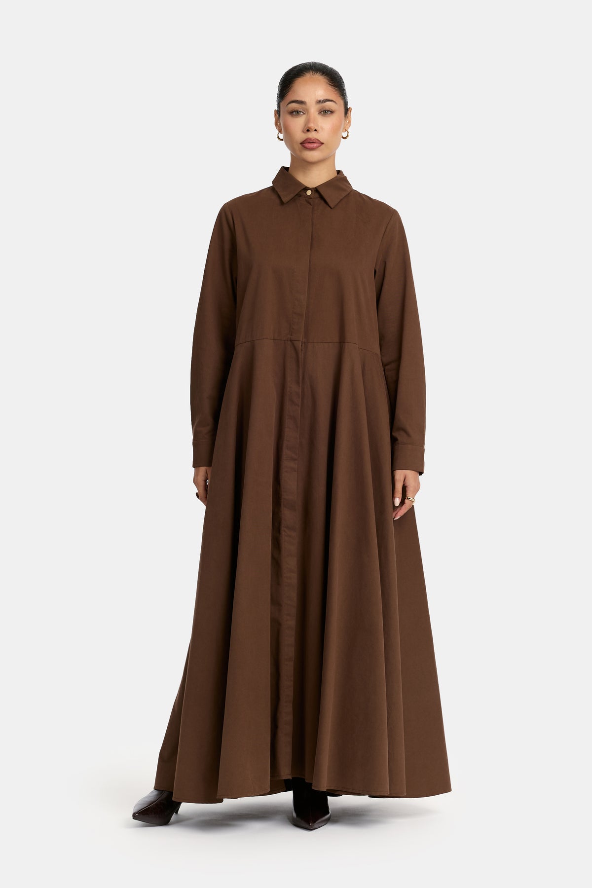 Circle Blouse Dress - Deep Brown