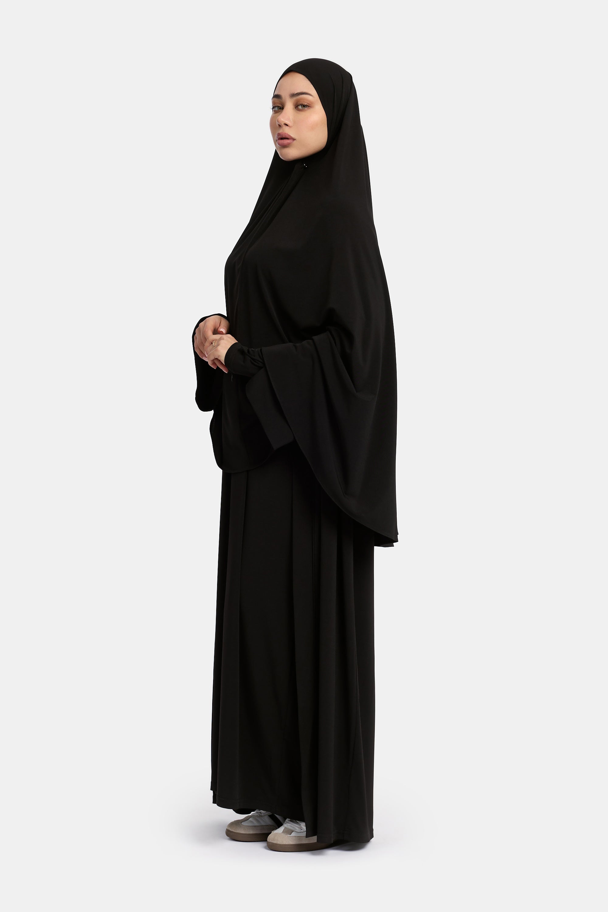 Ensemble Khimar 3 pièces Premium Jersey - Noir