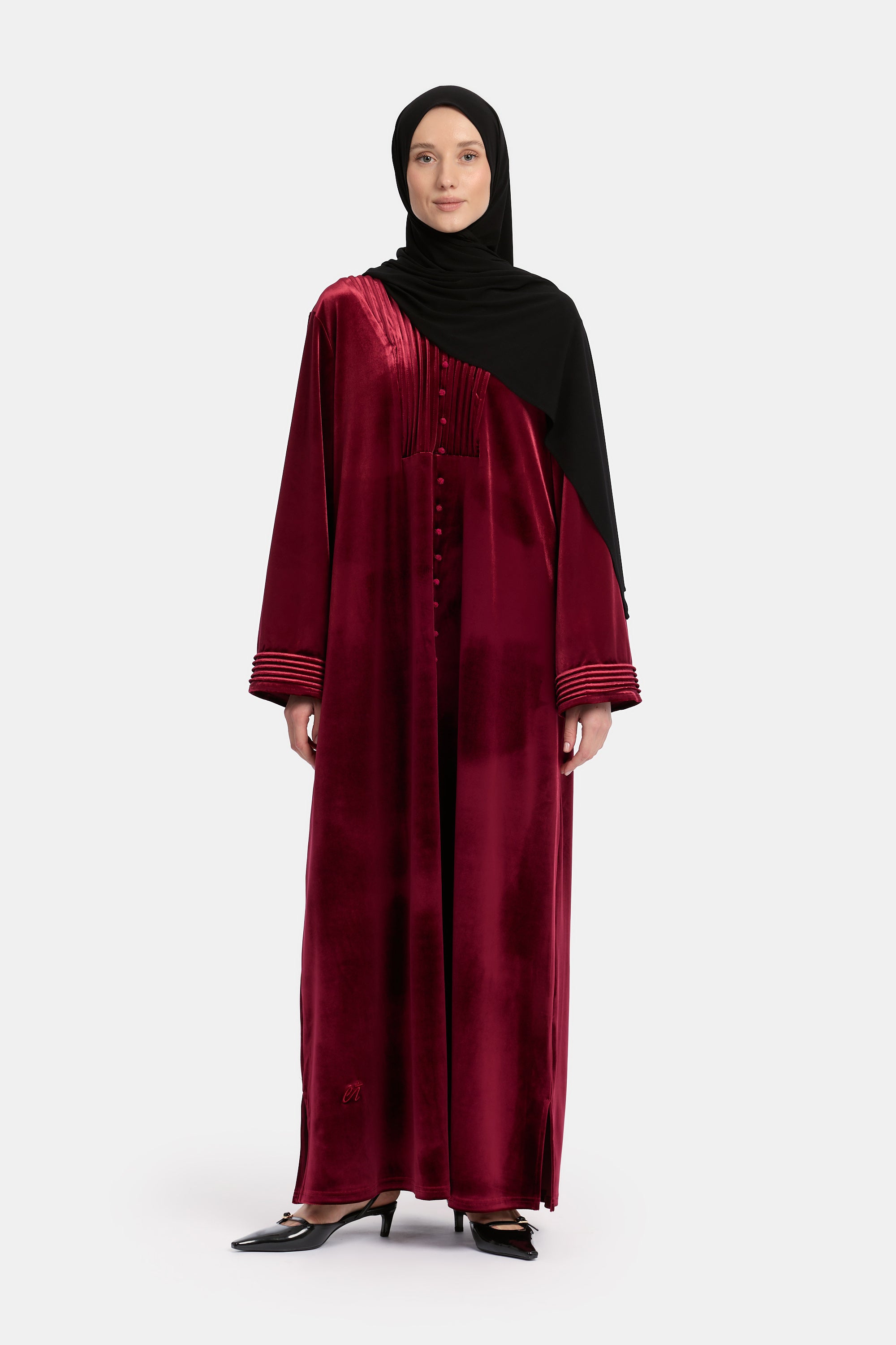 Velvet Abaya - Burgundy