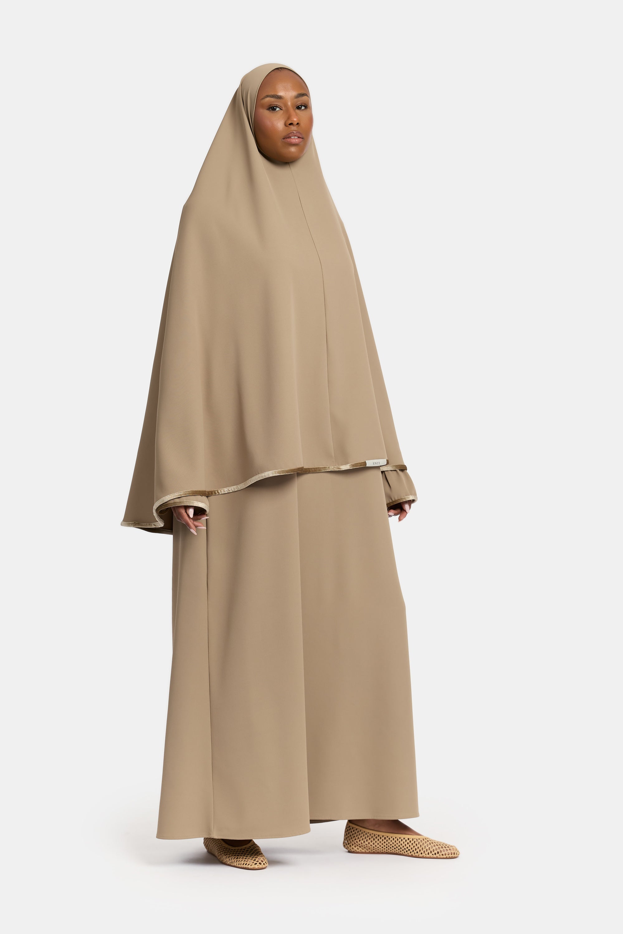 Mastour Velvet Khimar Set - Sage Green