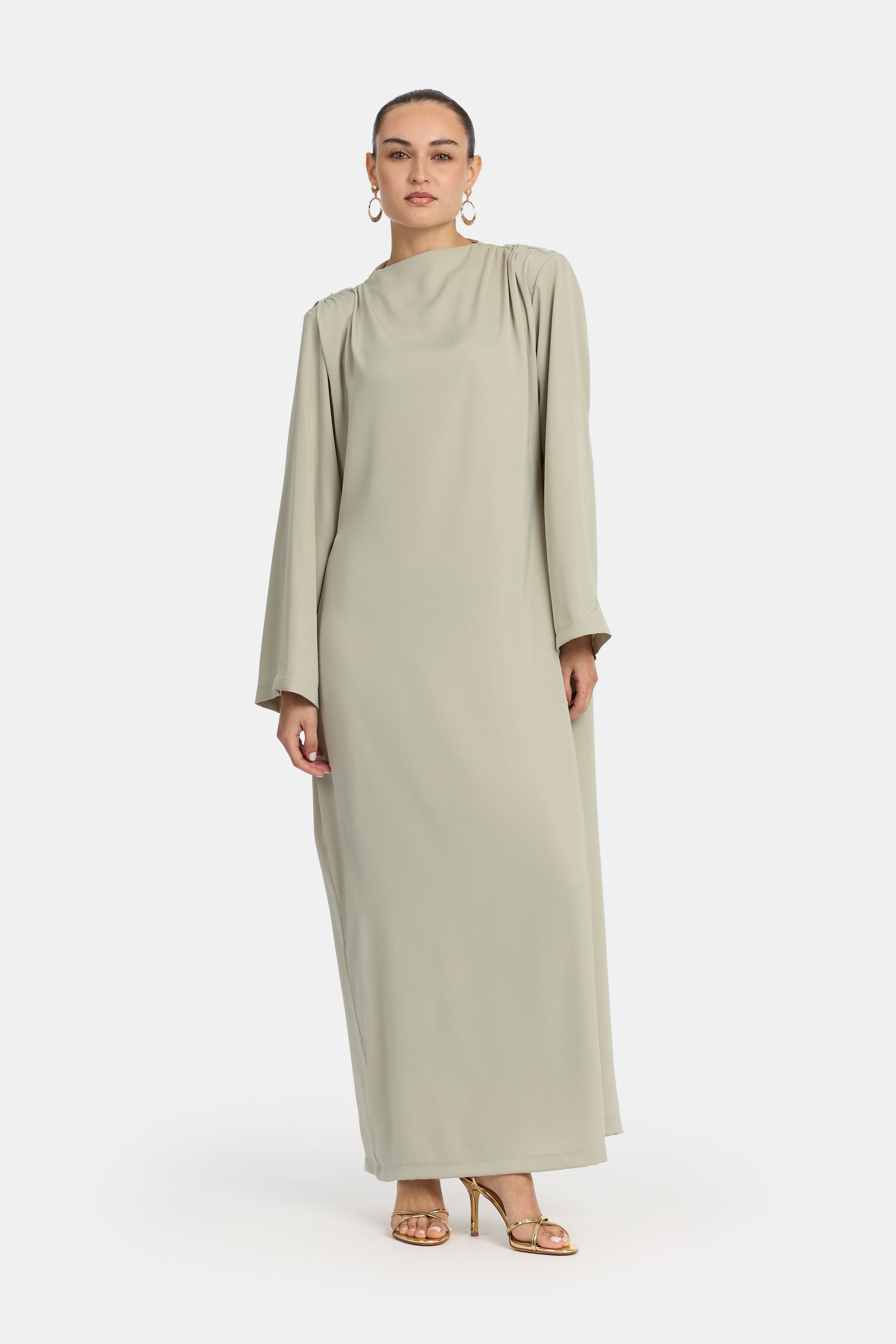 Robe en satin à épaules drapées - Laurel