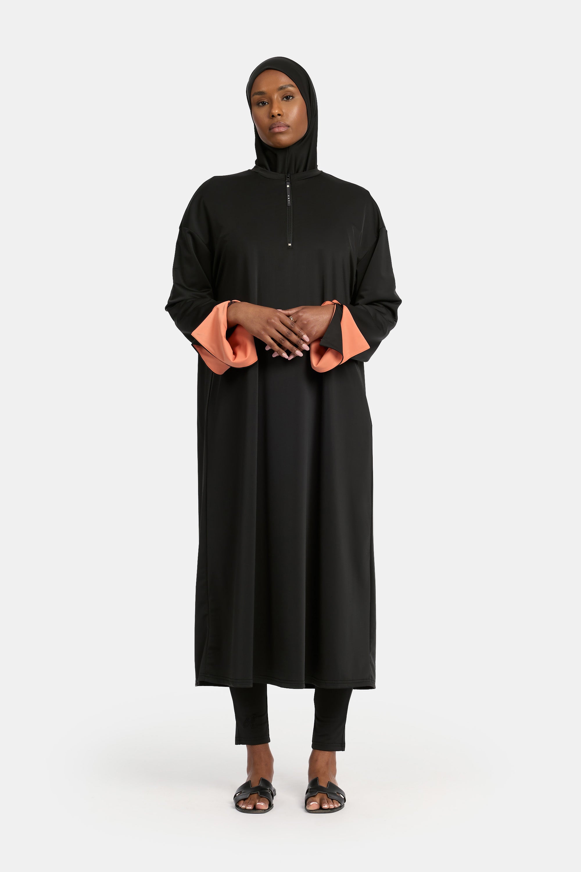 Burkini 4PCS Set - Black x Orange