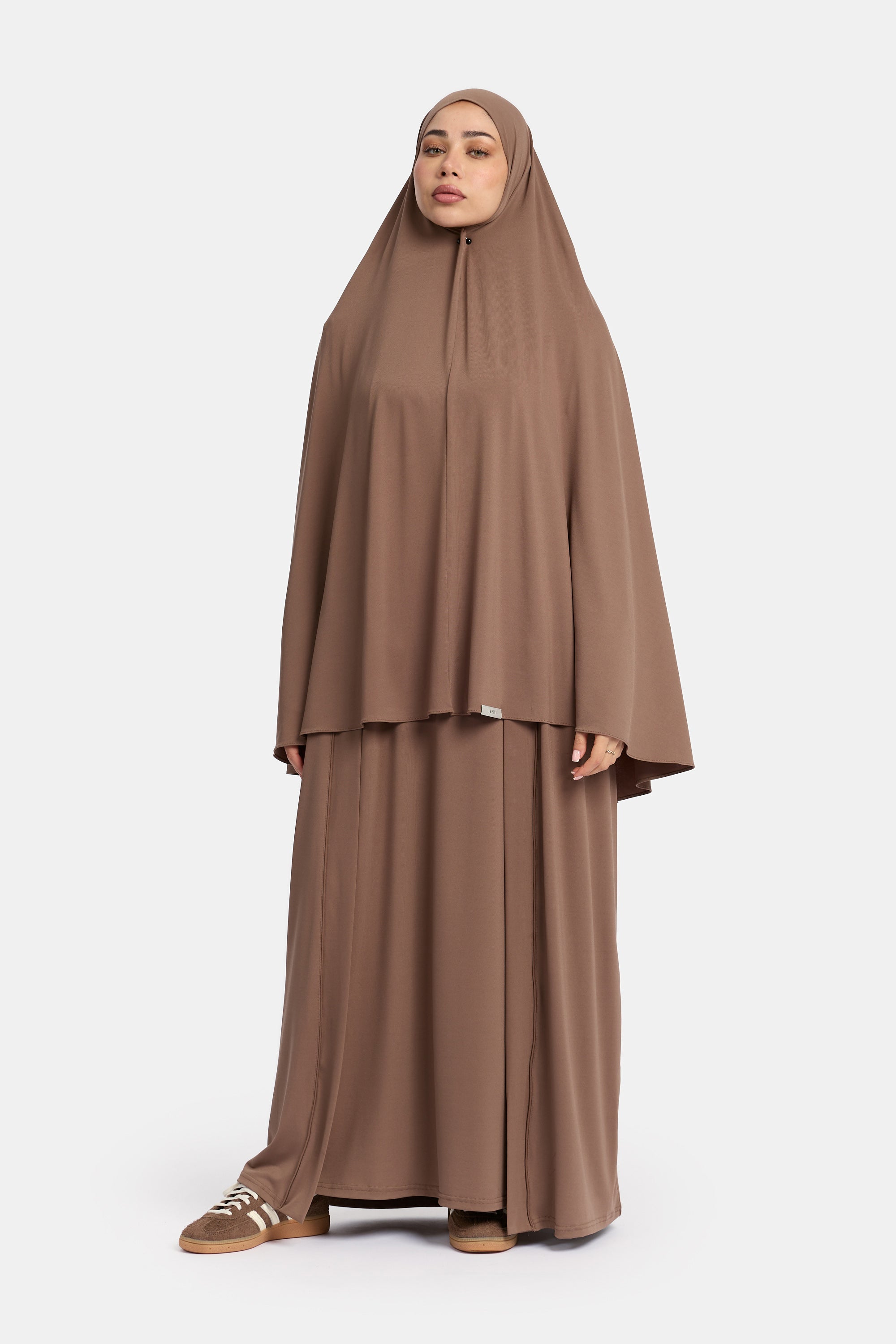 Premium Jersey 3PCS Khimar Set - Brown