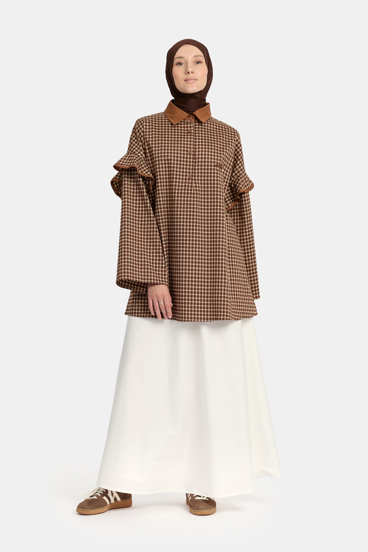 A Line Cotton Skirt - White