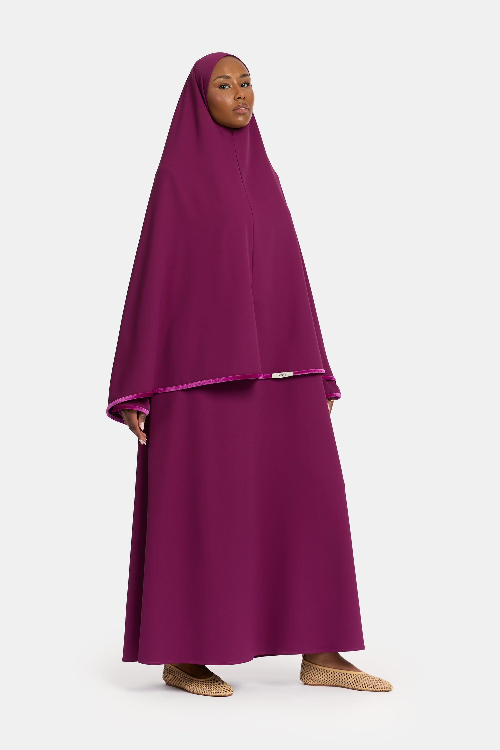 Mastour Velvet Khimar Set - Magenta