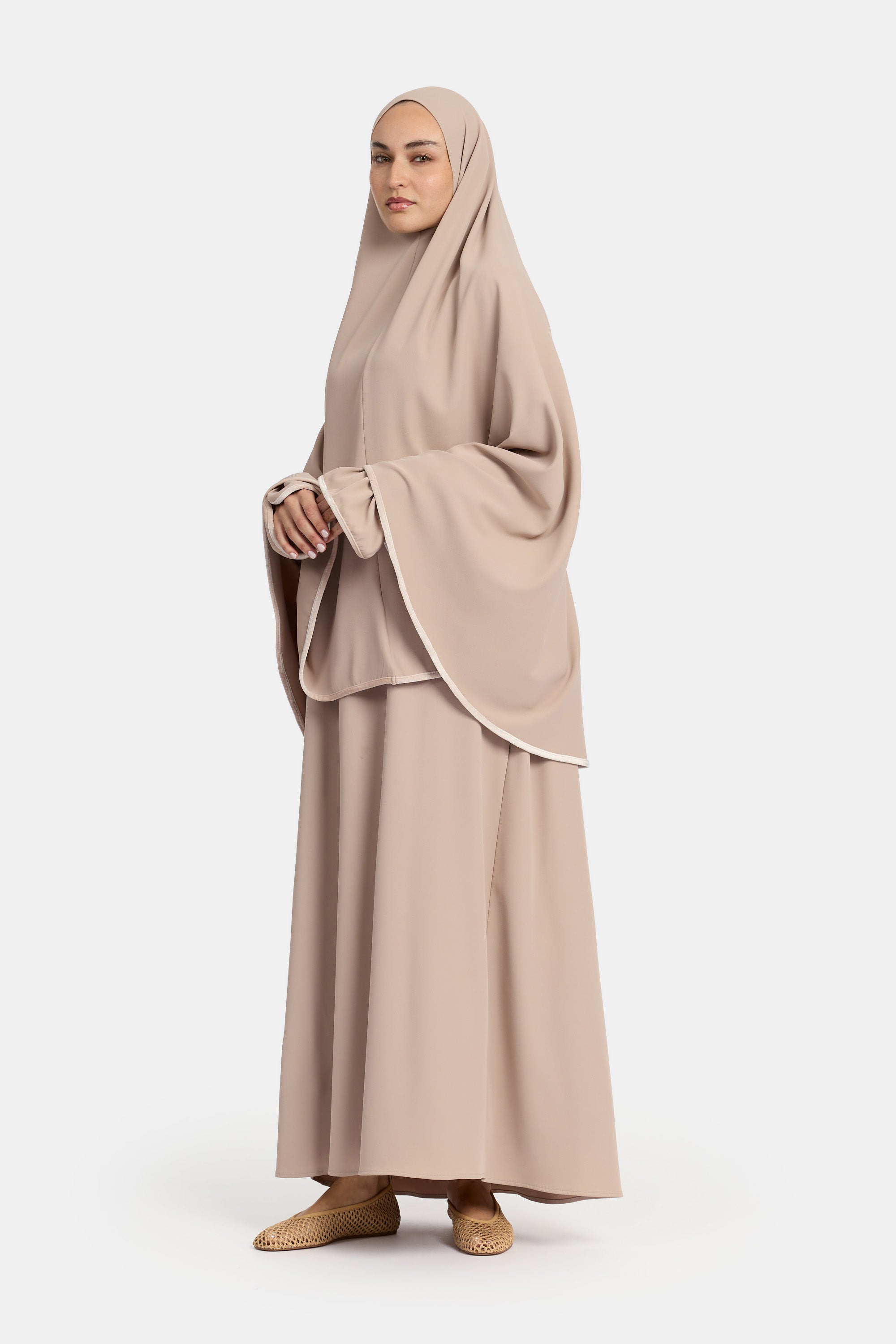 Mastour Velvet Khimar Set - Oyster