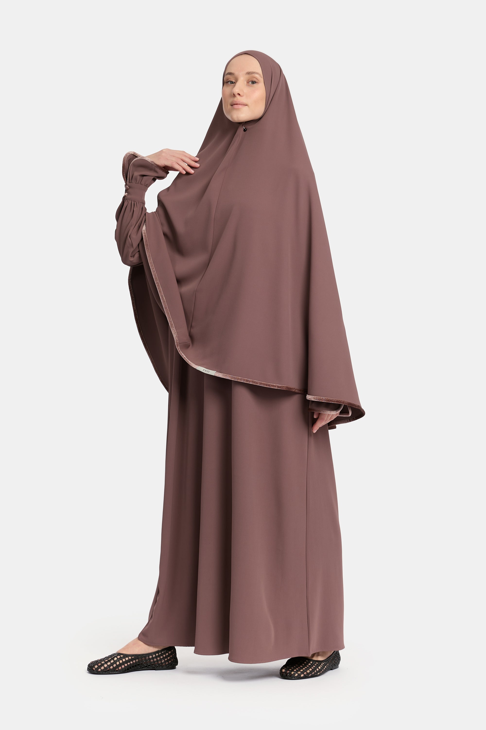 Mastour Velvet Khimar Set - Rasberry