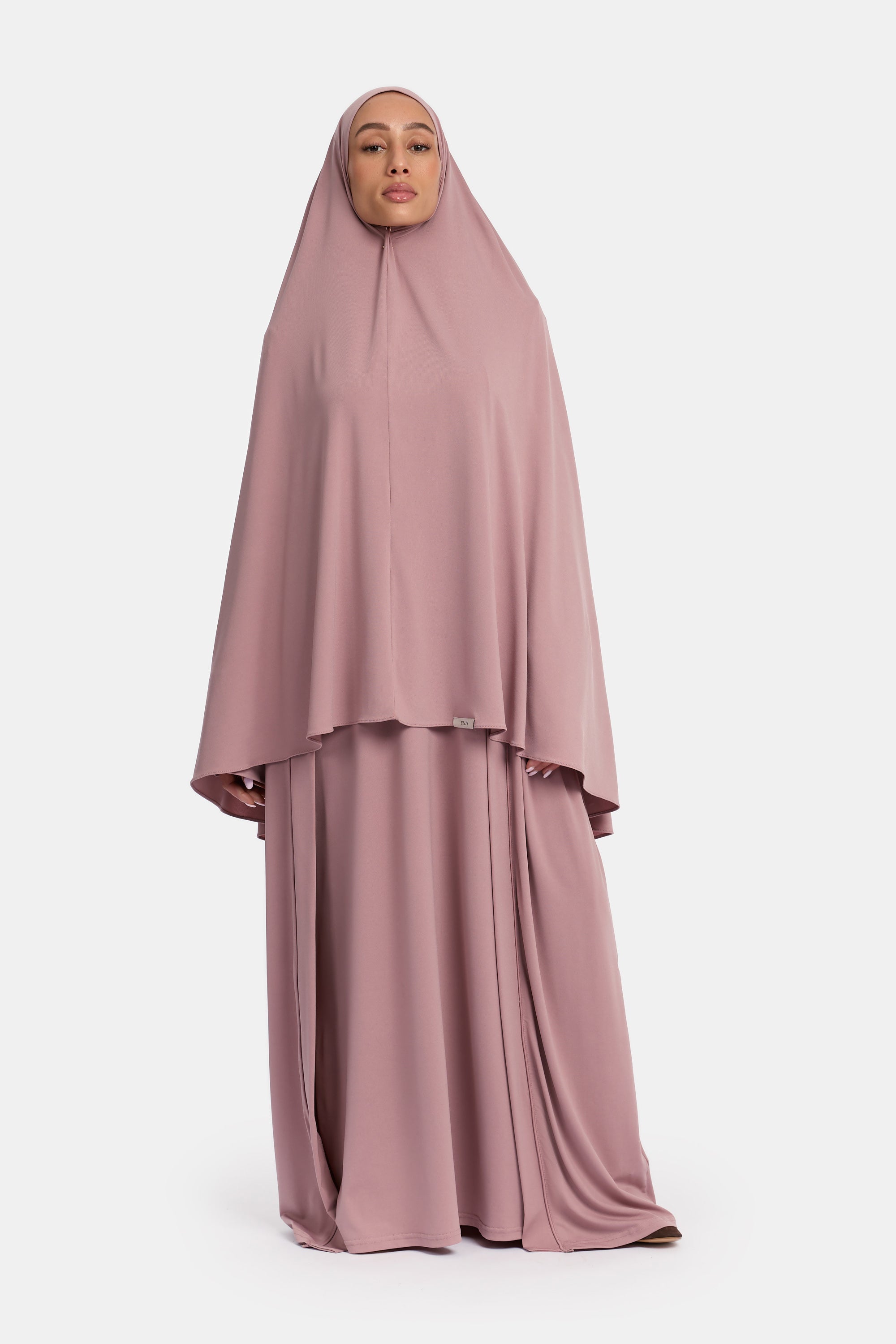 Ensemble Khimar 3 pièces en jersey premium - Velours Rose