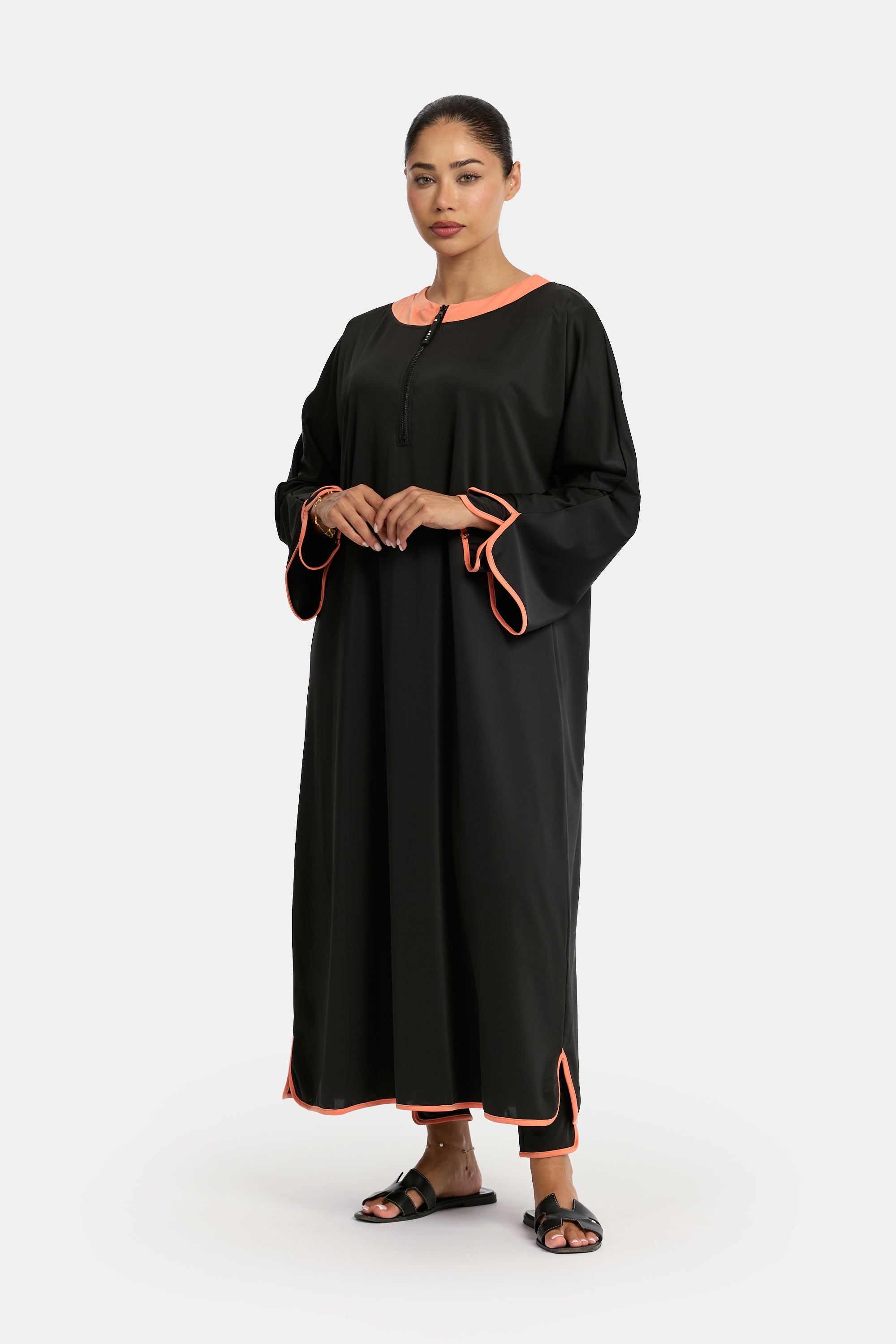 Burkini 4PCS Set - Black x Orange