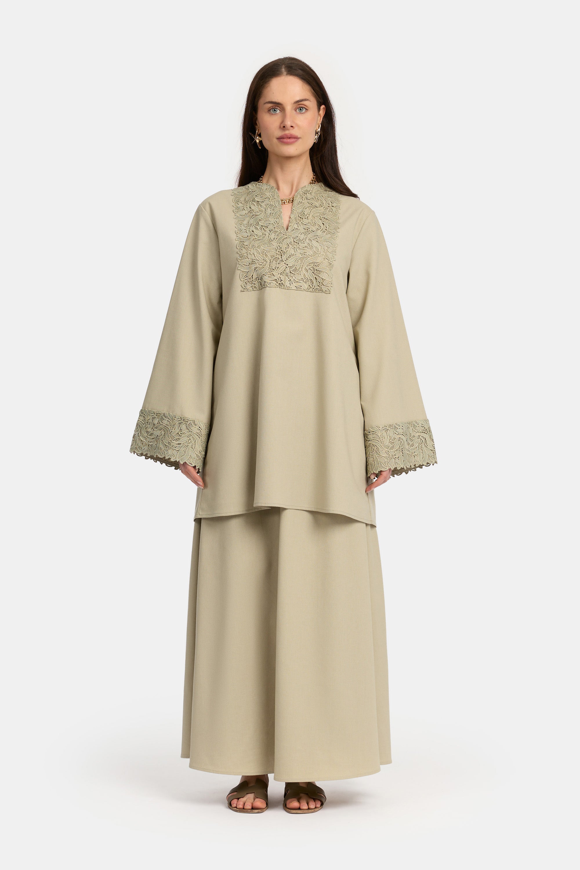 Ensemble Jupe en dentelle et lin - Laurel