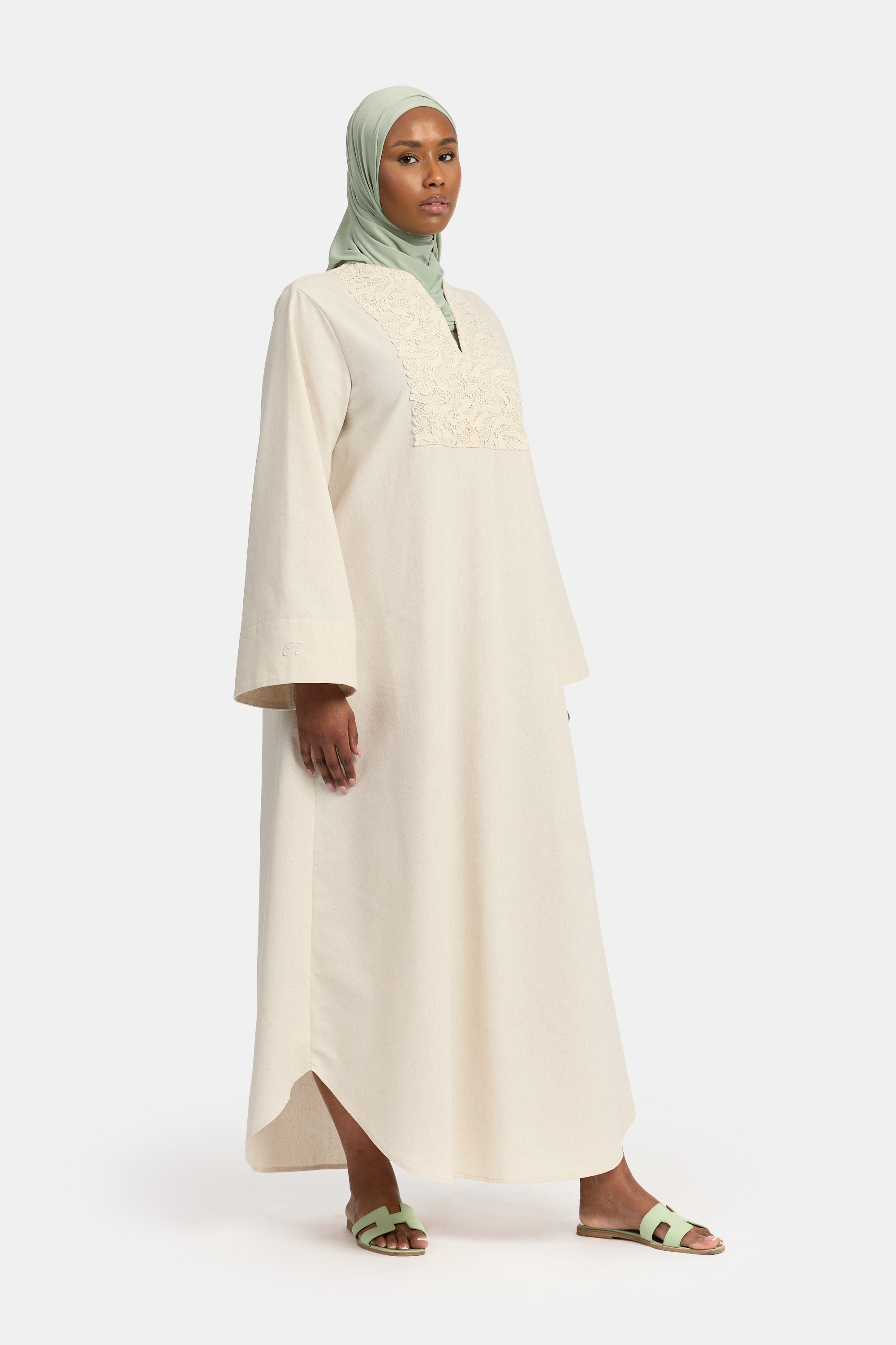 Robe en dentelle de lin - Amande