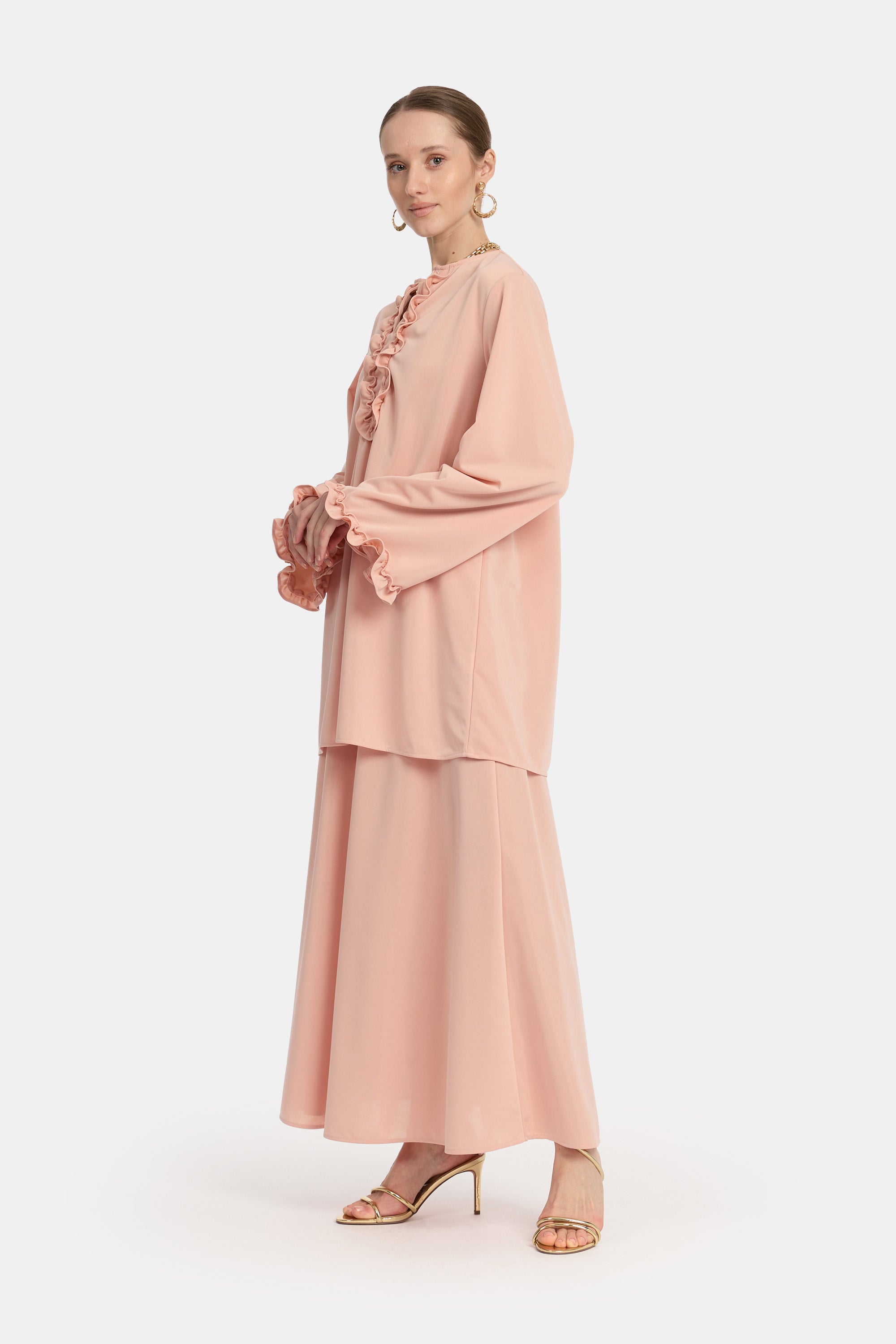 Ruffle Style Skirt Set - Salmon