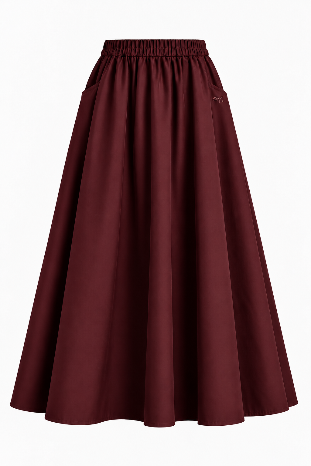 A Line Cotton Skirt - Dark Cherry