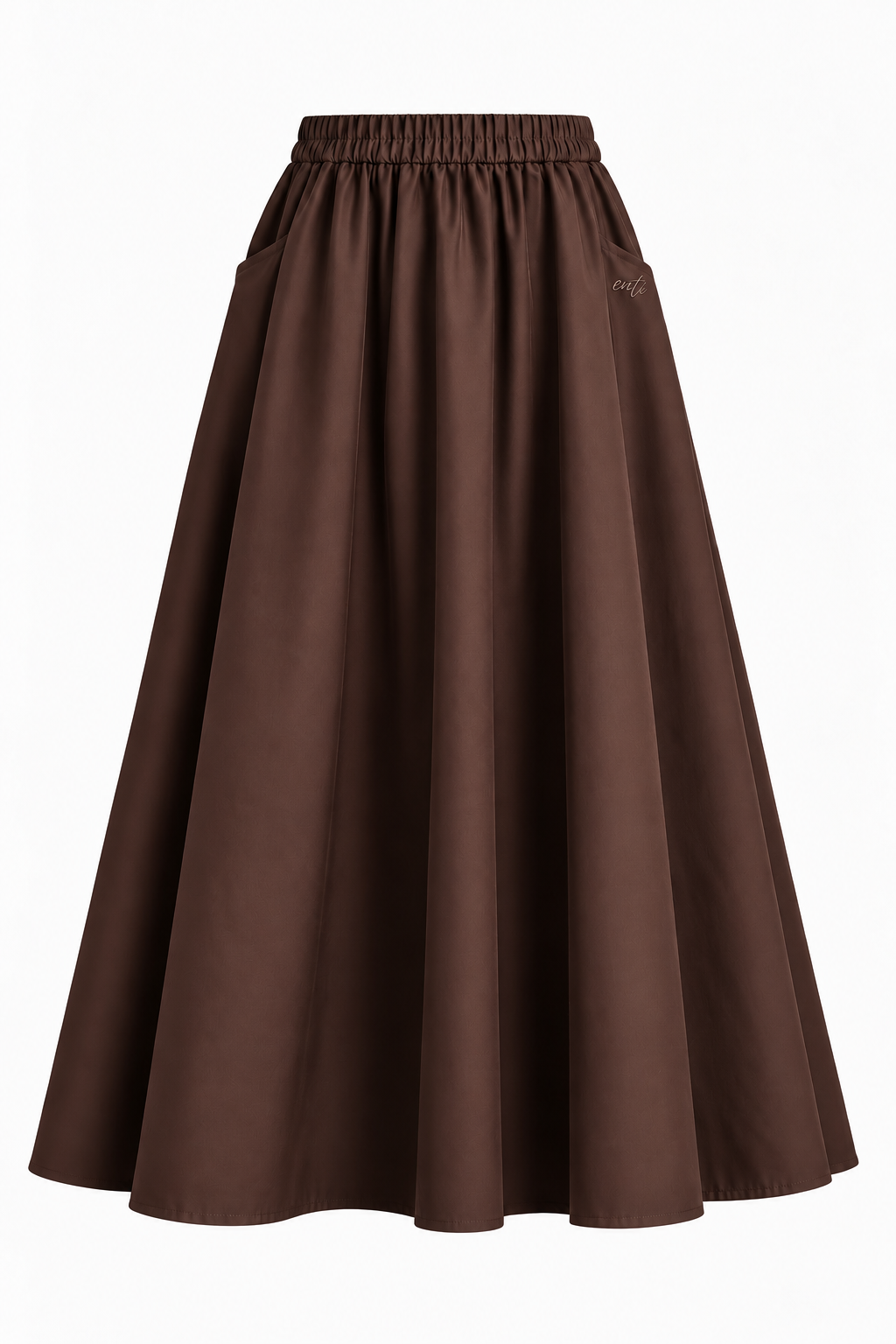 A Line Cotton Skirt - Dark Brown