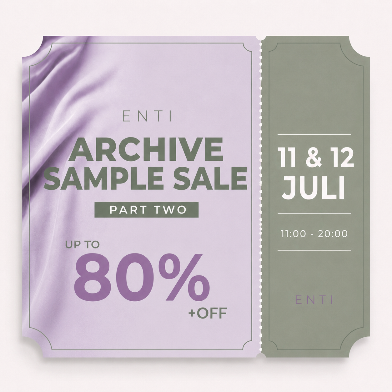 SAMPLE SALE TICKET ZATERDAG 11 JULI