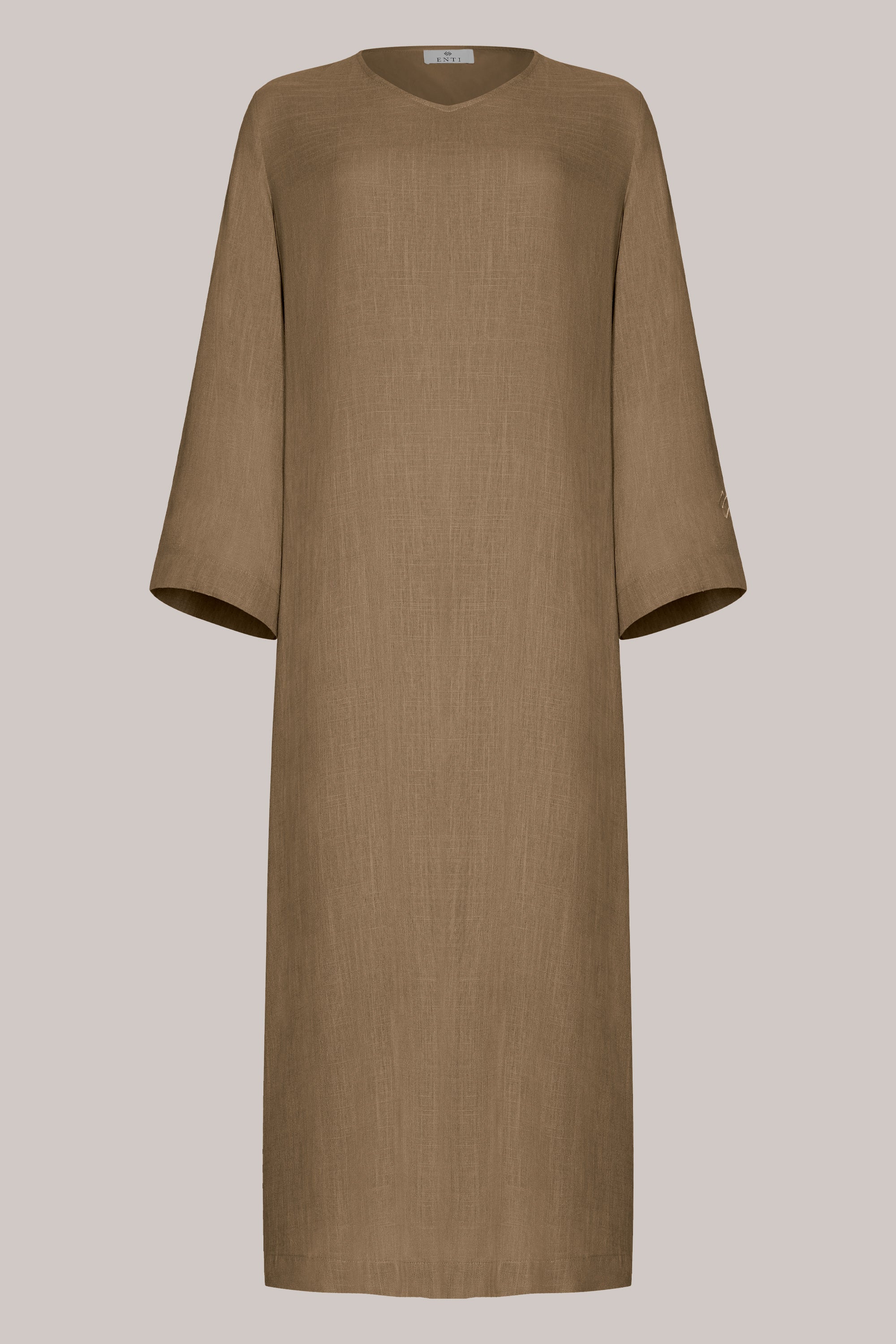 LINEN LOOSE DRESS - LIGHT KHAKI