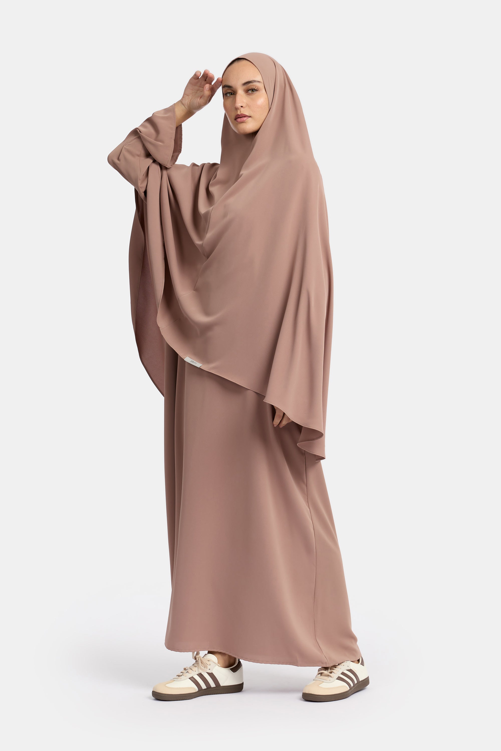 Draped Sleeve Abaya Set - Sienna Brown