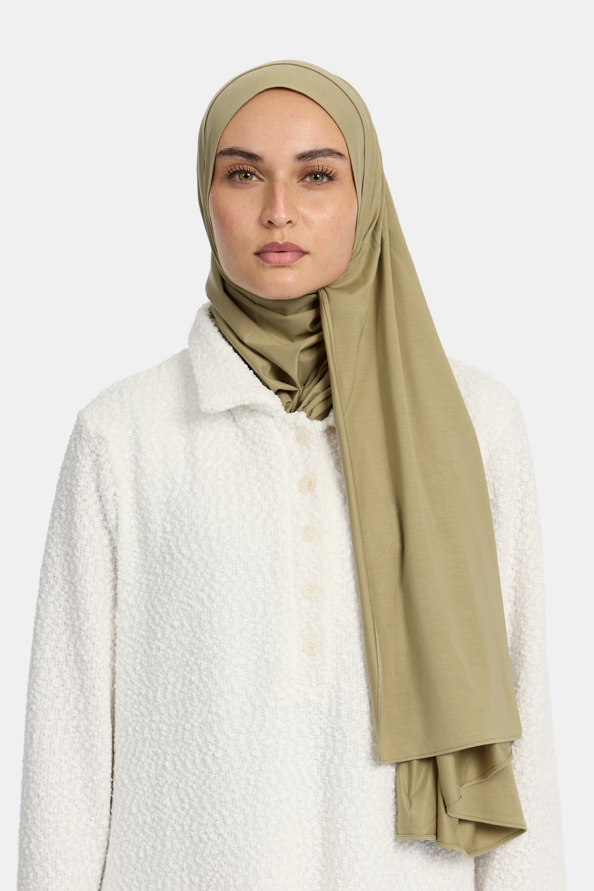 Breathable Modal Hijab - Olive Foam