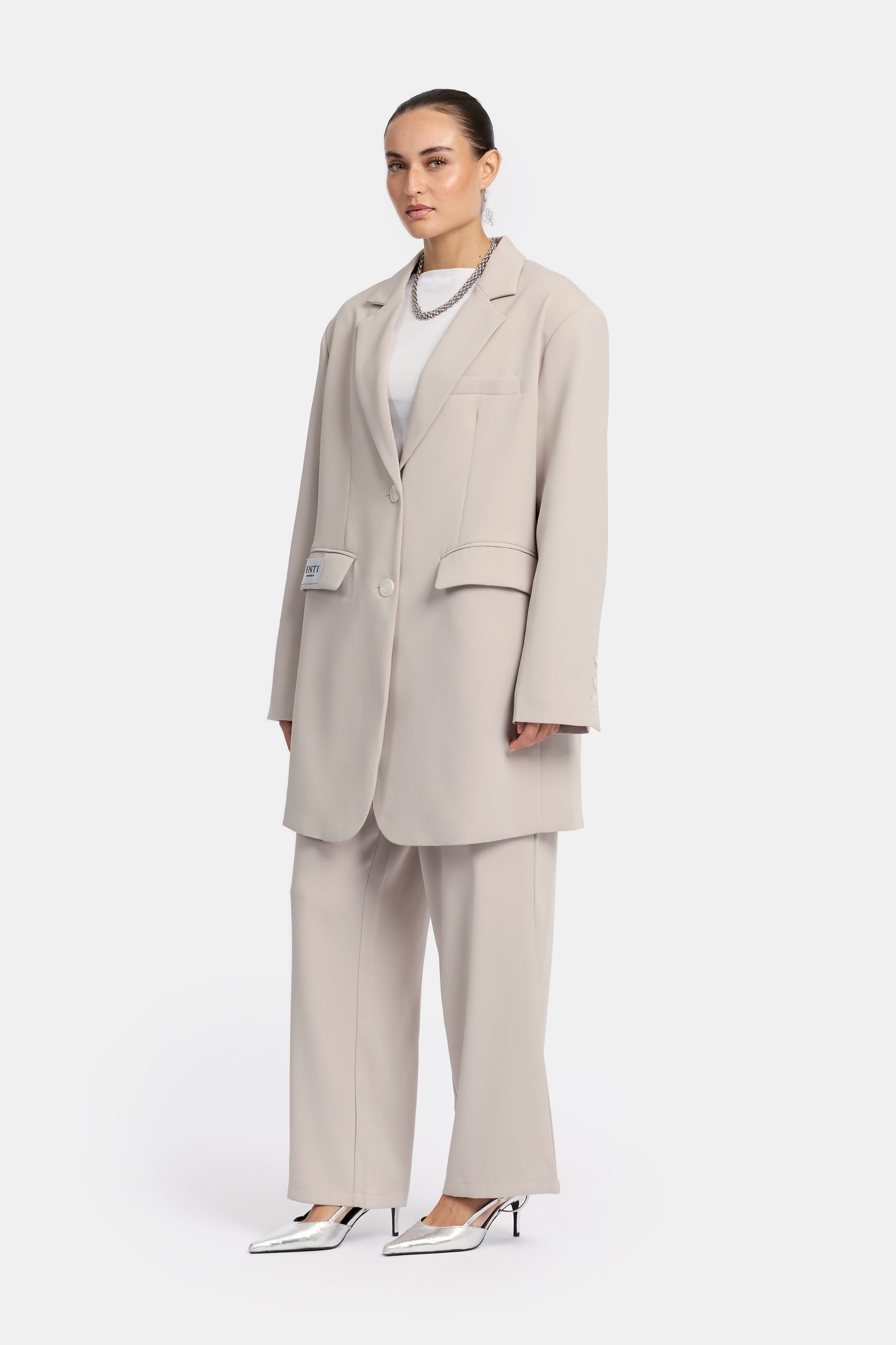 Double Breasted Blazer Set - Burlap