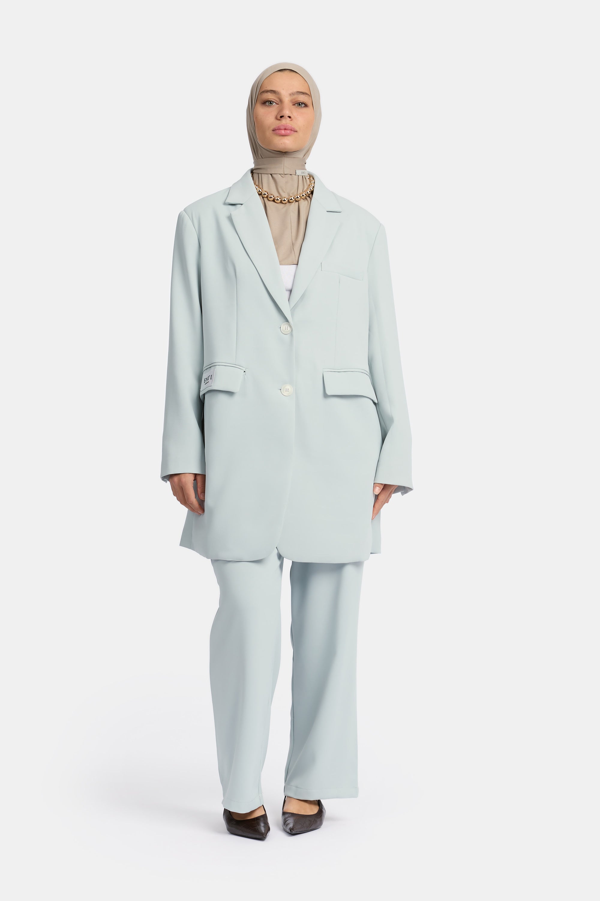 Double Breasted Blazer Set - Ash Blue