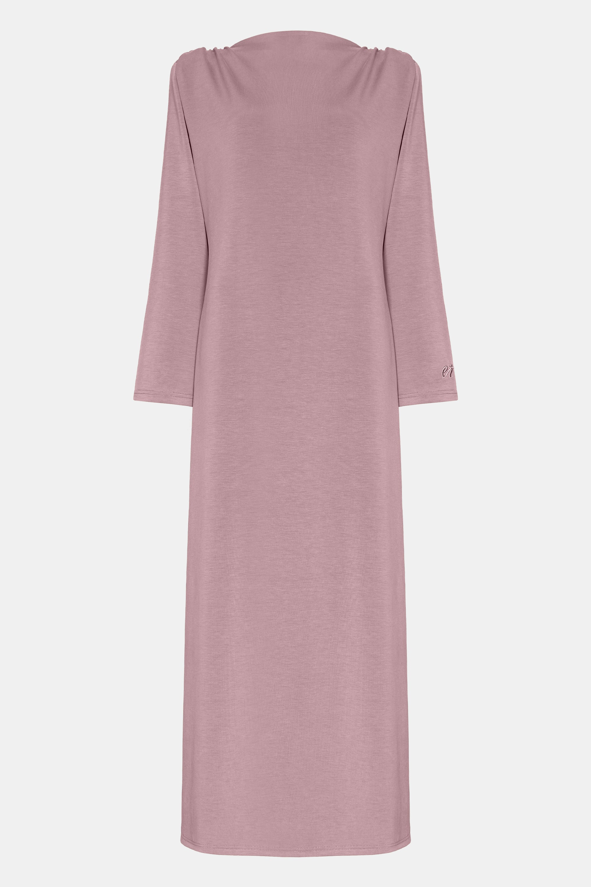 Draped Shoulder Dress - Mauve Purple