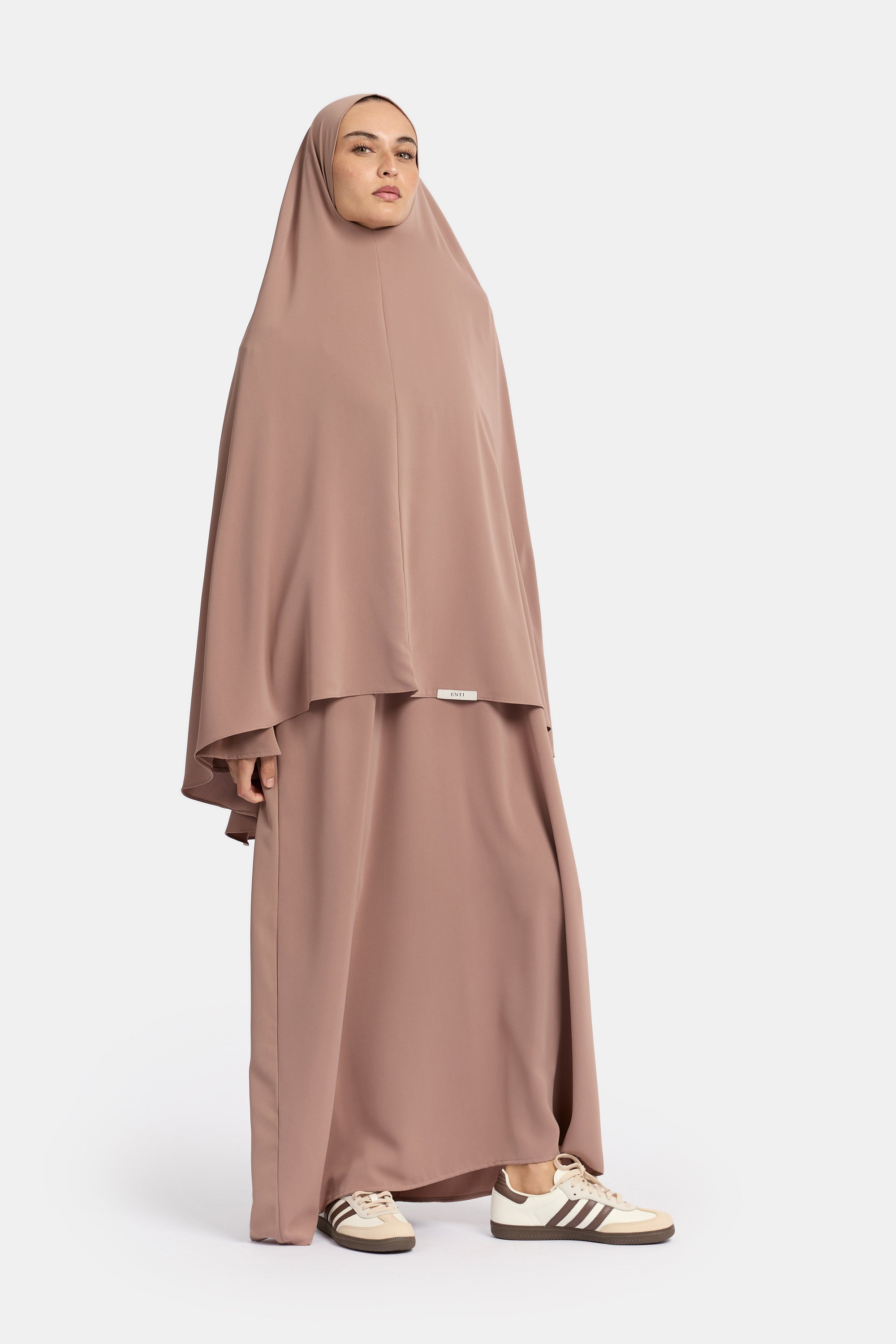 Draped Sleeve Abaya Set - Sienna Brown