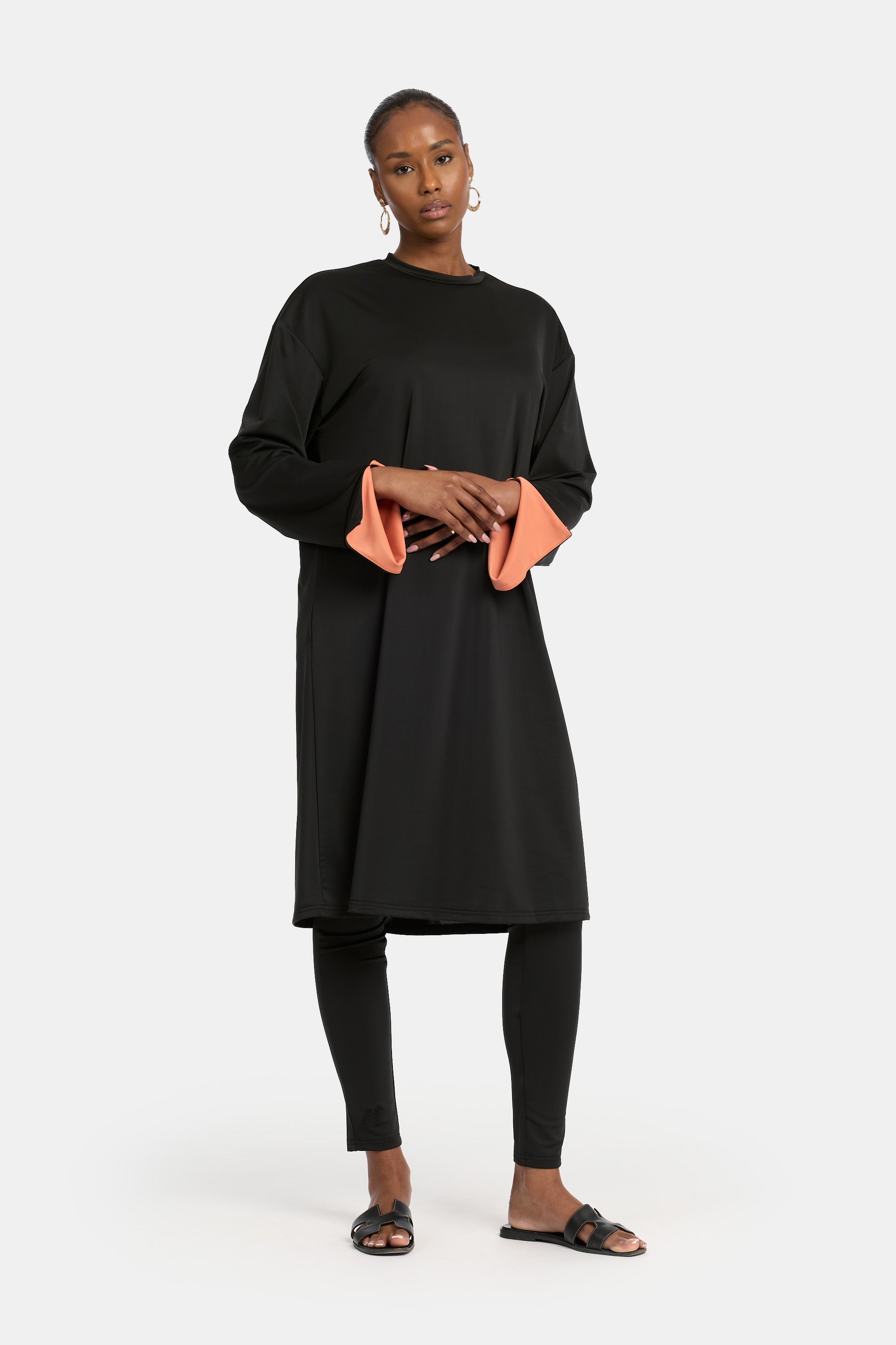 Burkini 4PCS Set - Black x Orange
