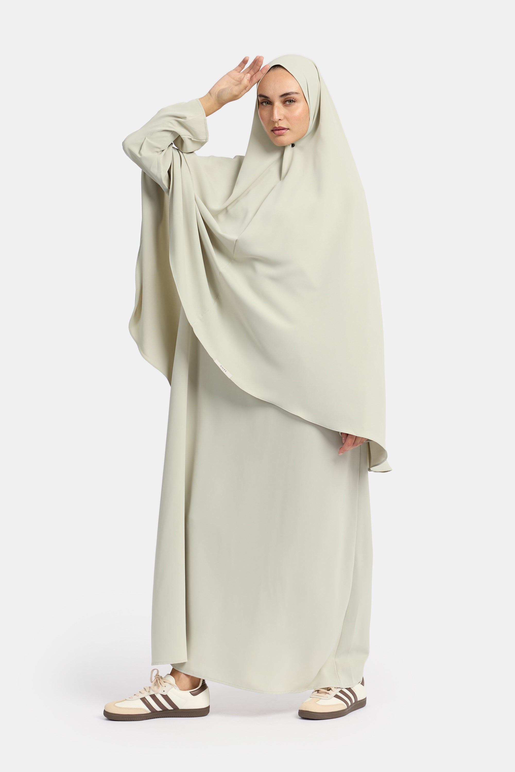 Draped Sleeve Abaya Set - Sea Foam