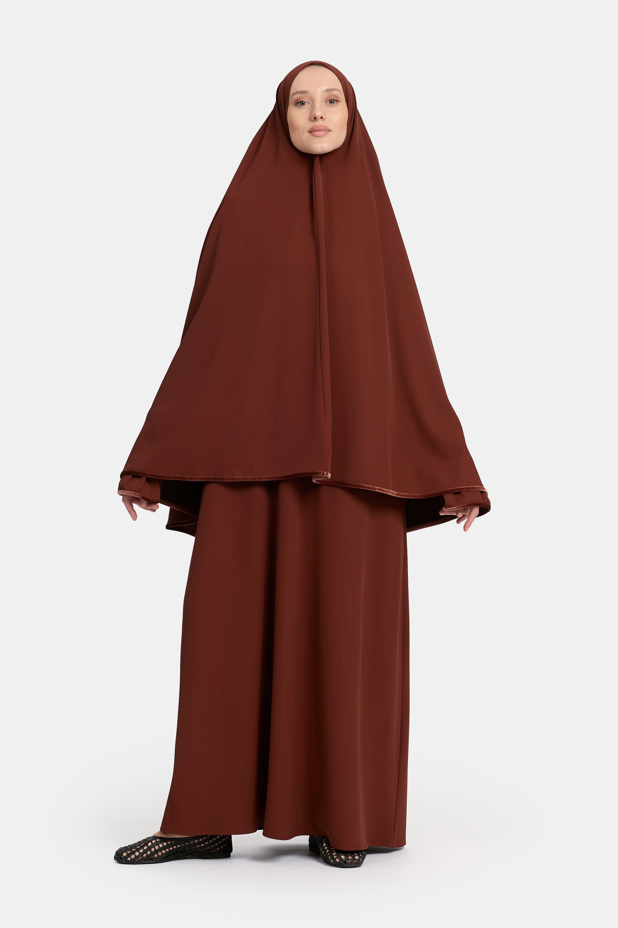 Mastour Velvet Khimar Set -  Cherry Terracotta
