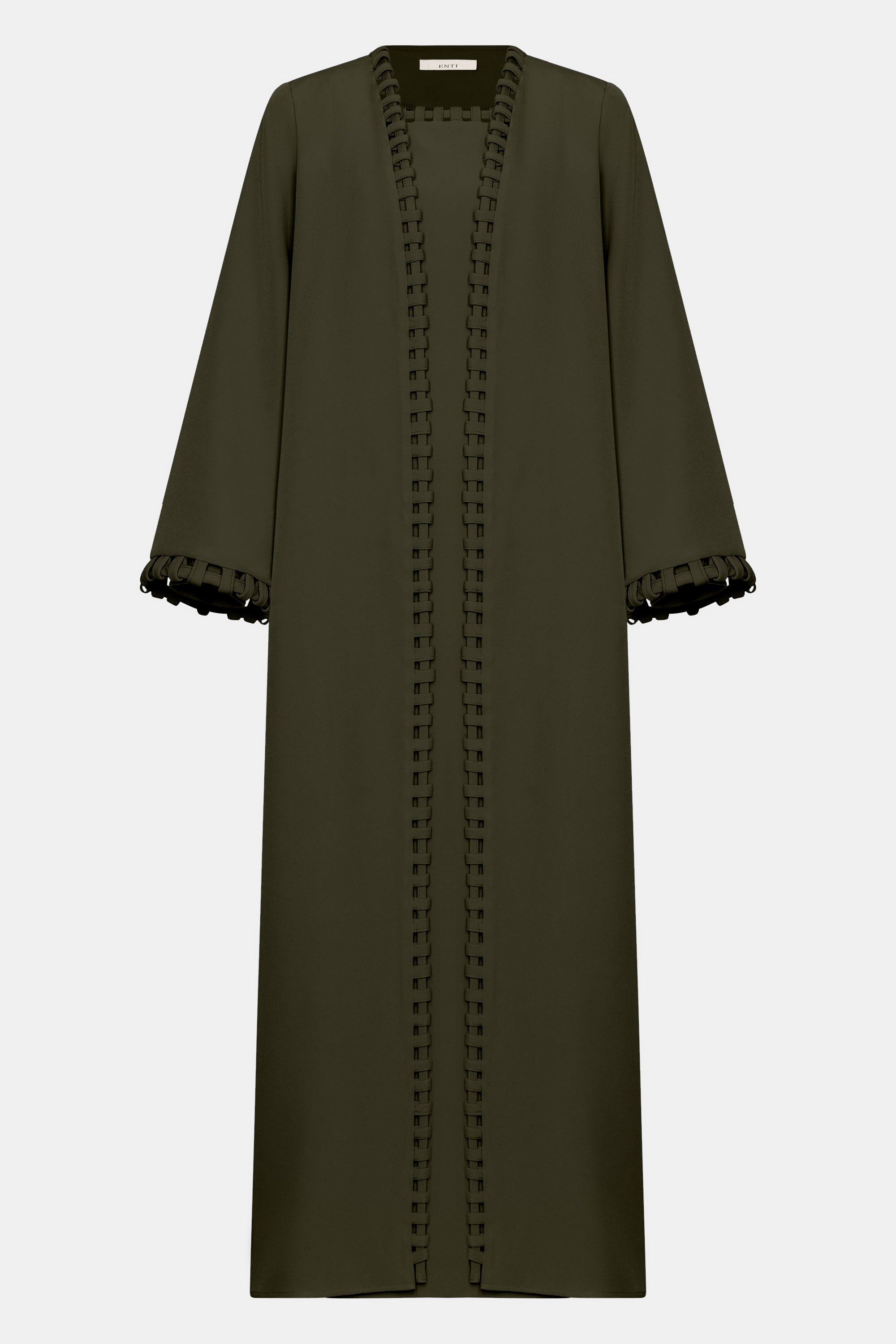 Weave Line Abaya - Dark Green