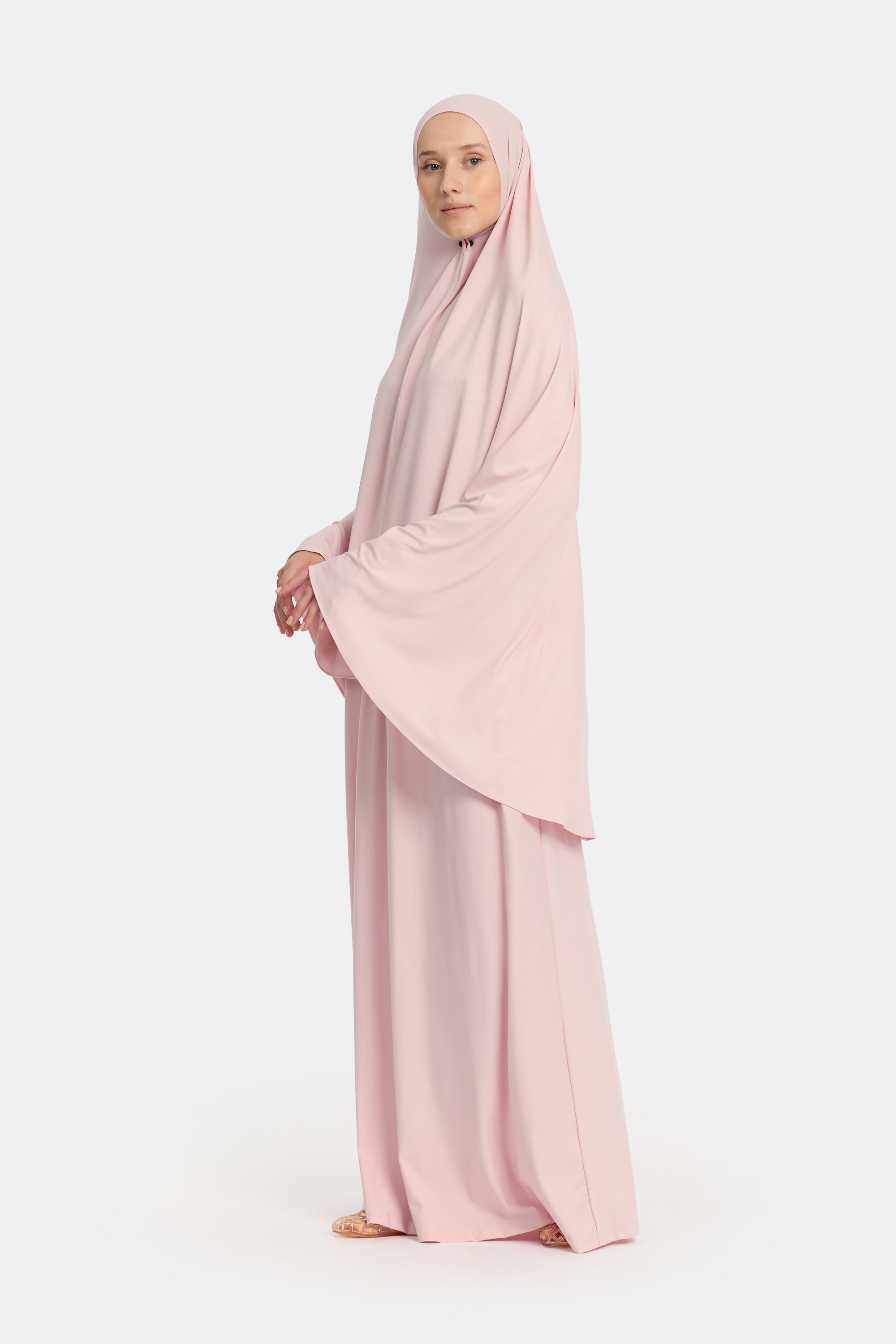 Premium Jersey Khimar Set - Fossil Pink