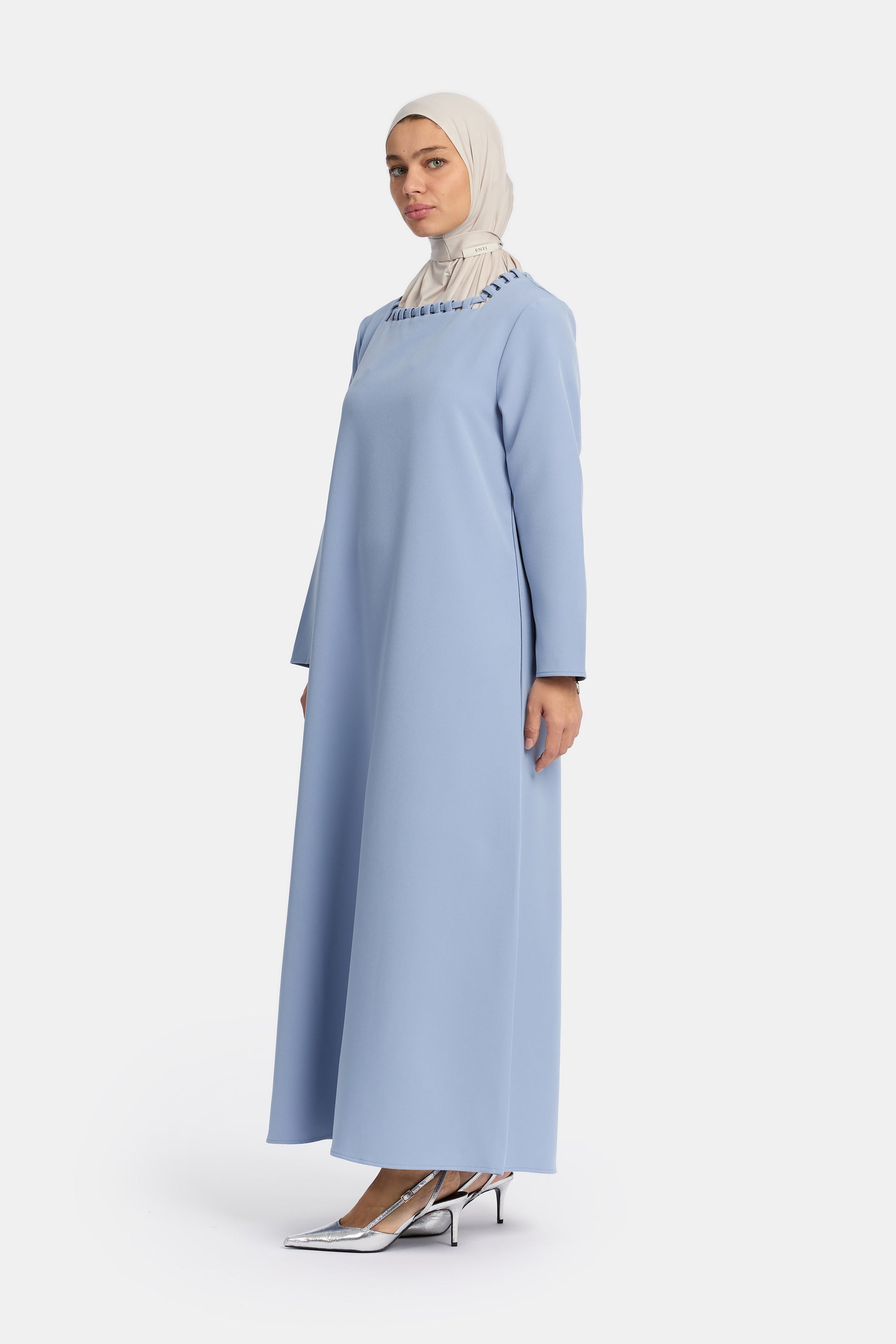Weave Line Abaya - Sea Blue