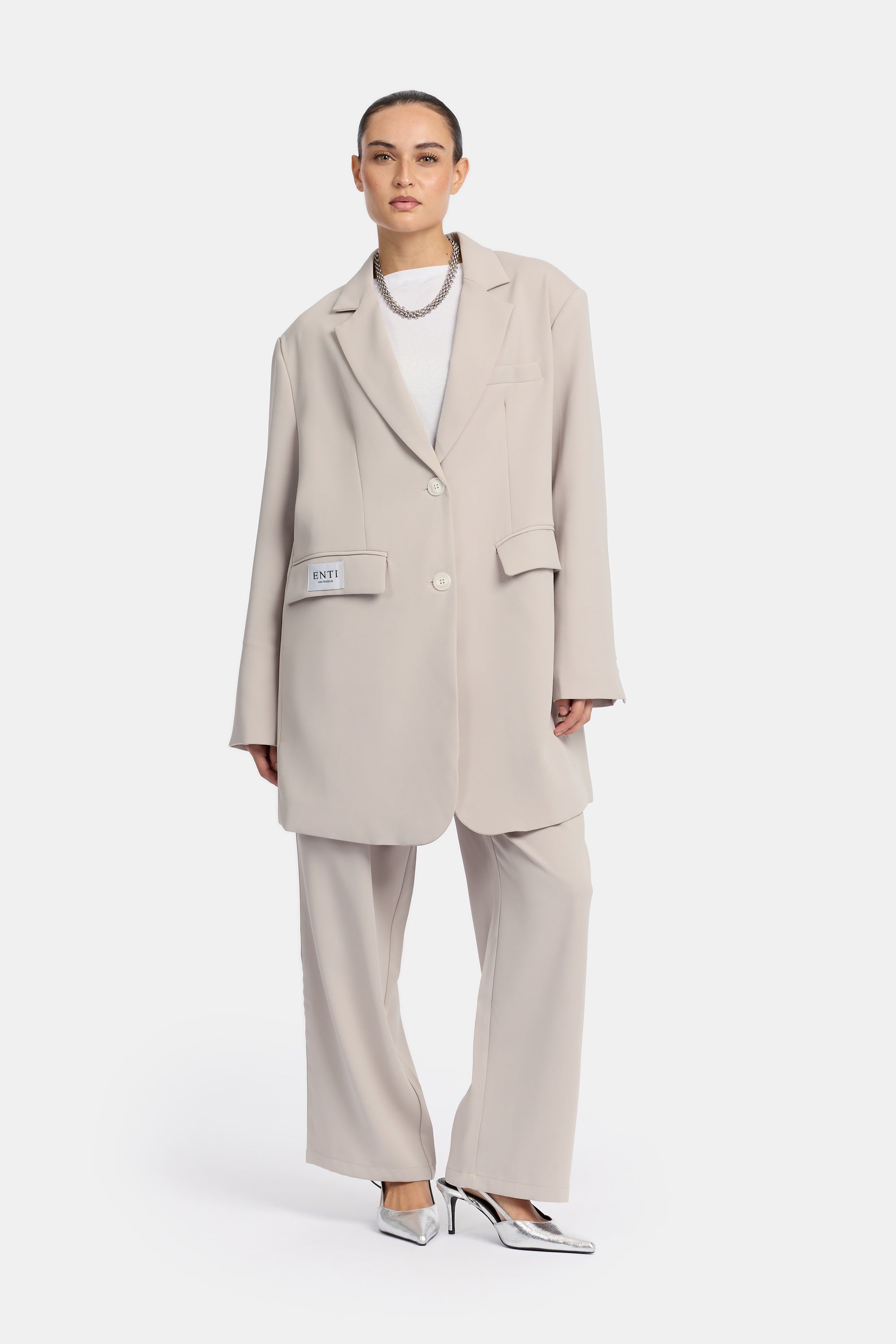 Double Breasted Blazer Set - Burlap