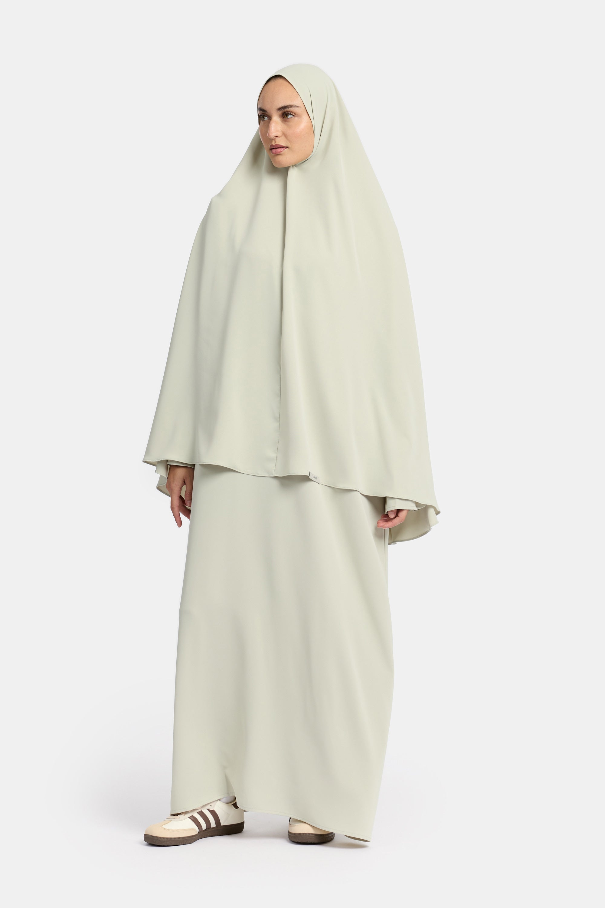 Draped Sleeve Abaya Set - Sea Foam