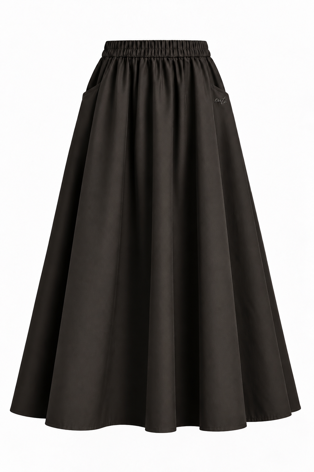 A Line Cotton Skirt - Black
